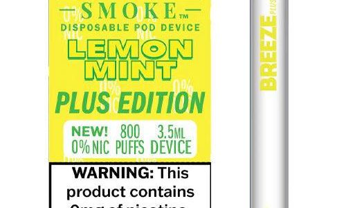 Breeze Plus Zero Nicotine Lemon Mint – Disposable Vape Flavors